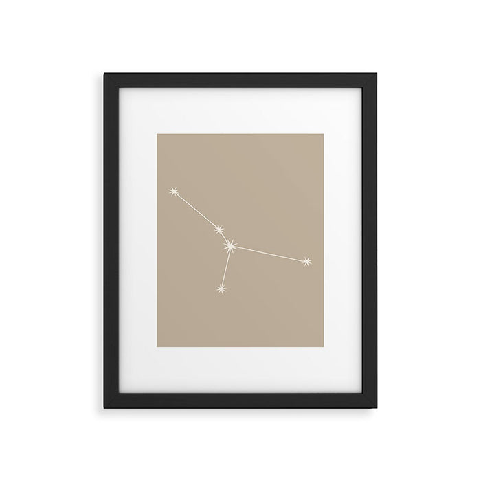 Cancer Zodiac Star Constellation Line Art Beige Framed Art Print Gallery Image 1
