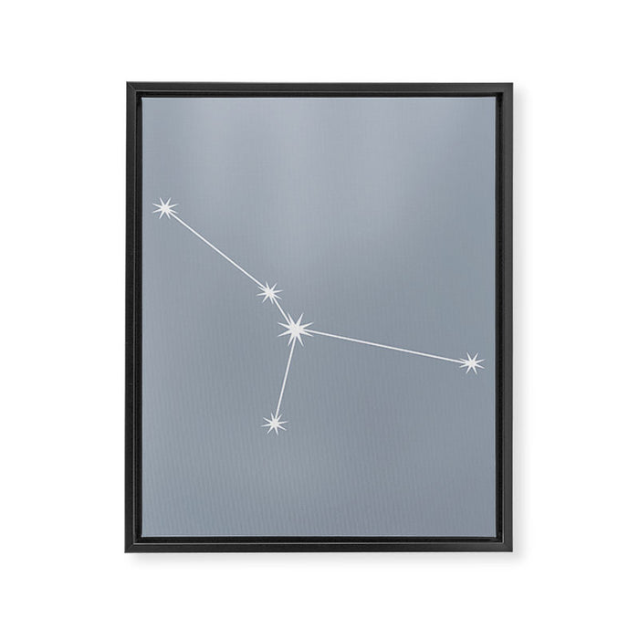 Cancer Zodiac Star Constellation Line Art Blue Grey Framed Canvas Print Gallery Image 1