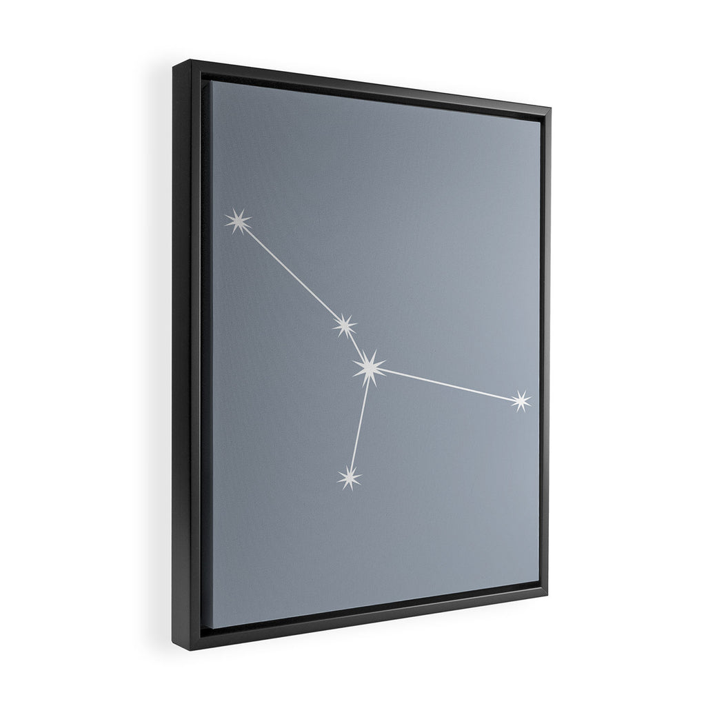 Cancer Zodiac Star Constellation Line Art Blue Grey Framed Canvas Print Gallery Image 2