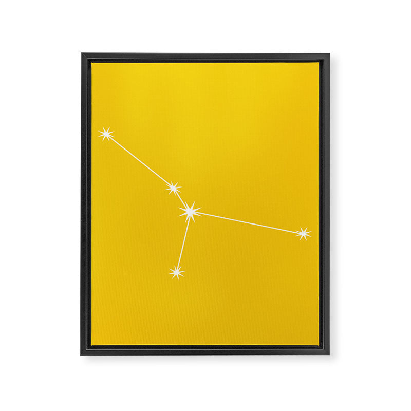 Cancer Zodiac Star Constellation Line Art Bright Yellow Framed Canvas Print Gallery Image 8