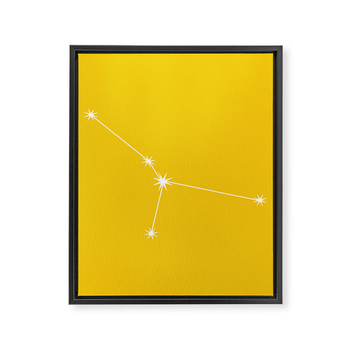 Cancer Zodiac Star Constellation Line Art Bright Yellow Framed Canvas Print Gallery Image 1