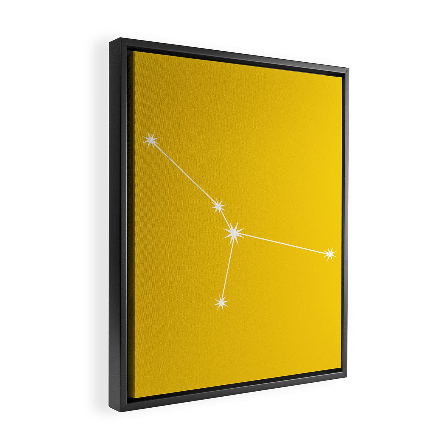 Cancer Zodiac Star Constellation Line Art Bright Yellow Framed Canvas Print Gallery Image 2
