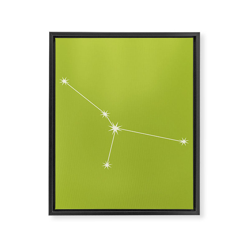 Cancer Zodiac Star Constellation Line Art Chartreuse Green Framed Canvas Print Gallery Image 8