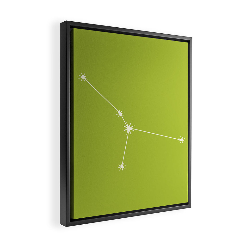 Cancer Zodiac Star Constellation Line Art Chartreuse Green Framed Canvas Print Gallery Image 2