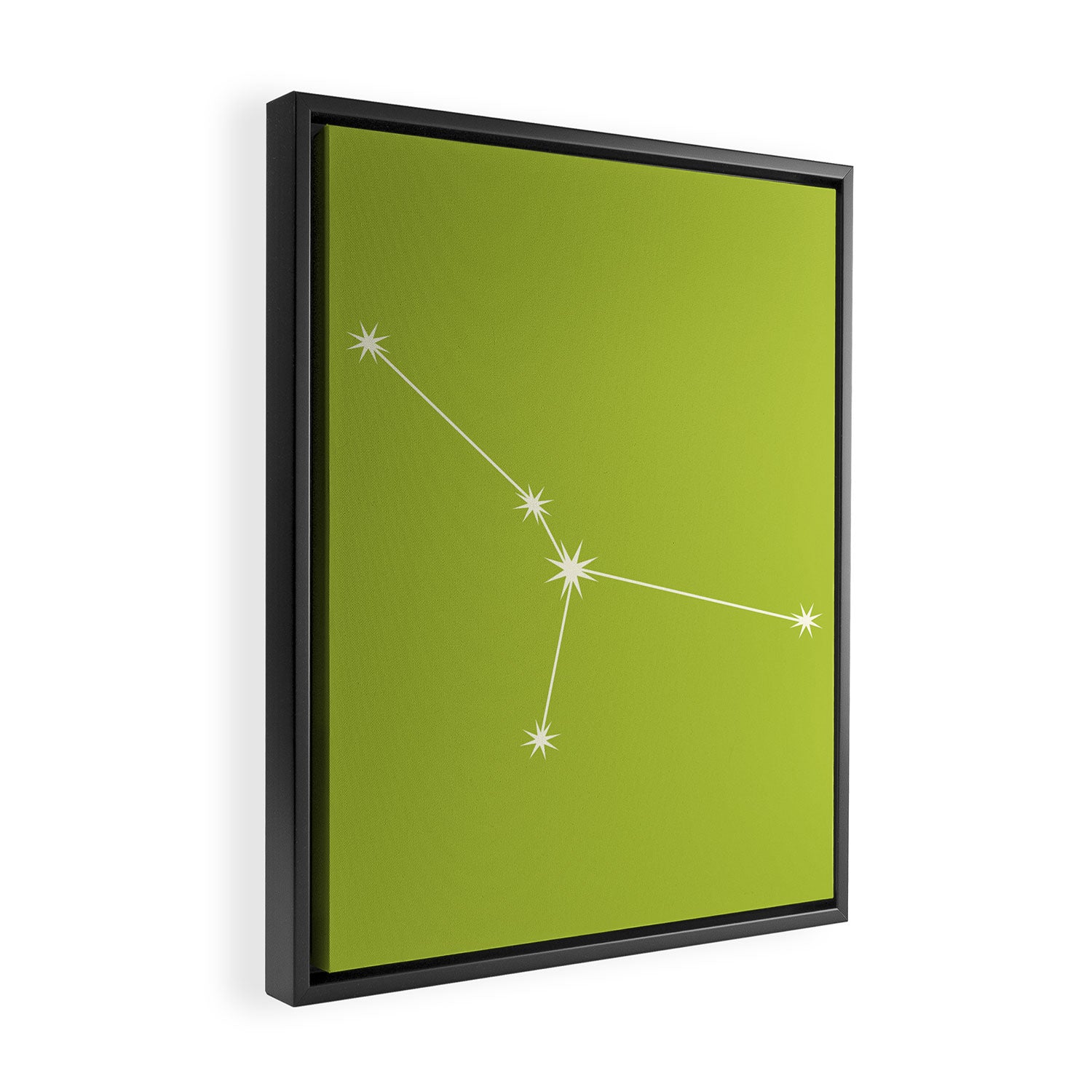 Cancer Zodiac Star Constellation Line Art Chartreuse Green Framed Canvas Print Gallery Image 2