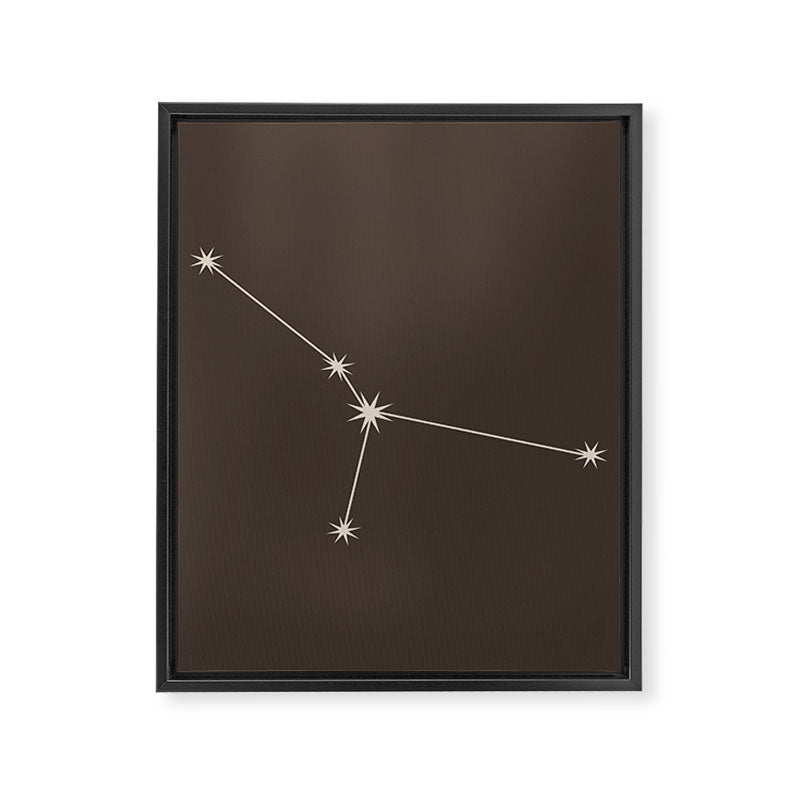 Cancer Zodiac Star Constellation Line Art Coffee Brown Framed Canvas Print Gallery Image 8