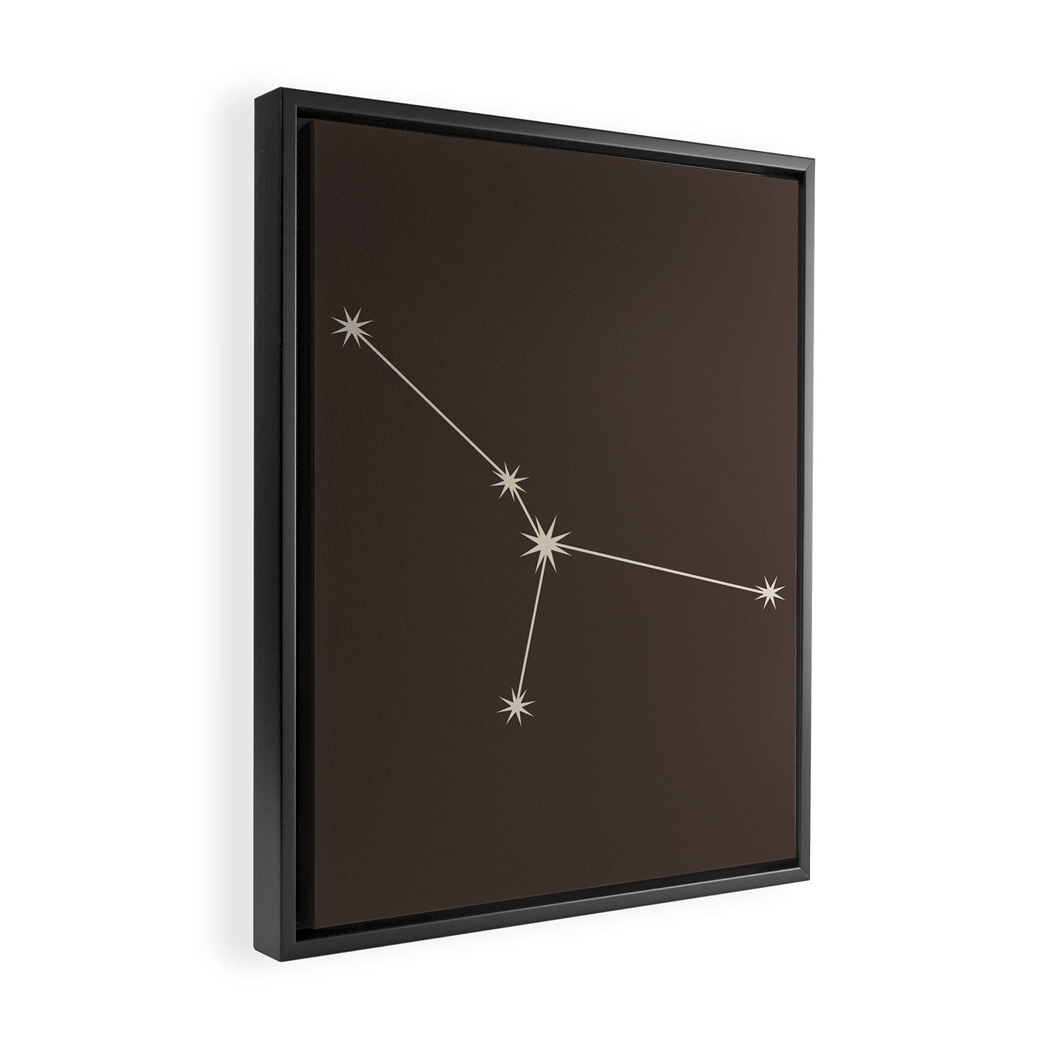 Cancer Zodiac Star Constellation Line Art Coffee Brown Framed Canvas Print Gallery Image 2