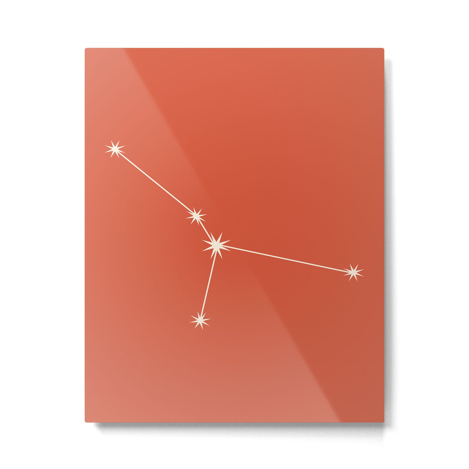 Cancer Zodiac Star Constellation Line Art Coral Red Metal Print Gallery Image 6