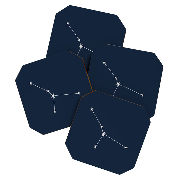 Cancer Zodiac Star Constellation Line Art Dark Blue Coaster Gallery Image 1