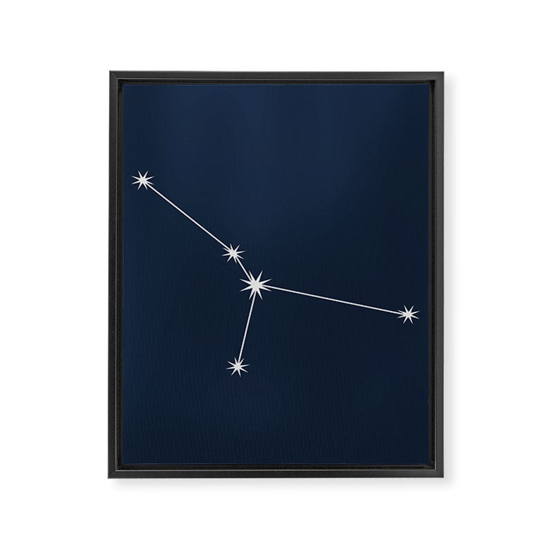 Cancer Zodiac Star Constellation Line Art Dark Blue Framed Canvas Print Gallery Image 8