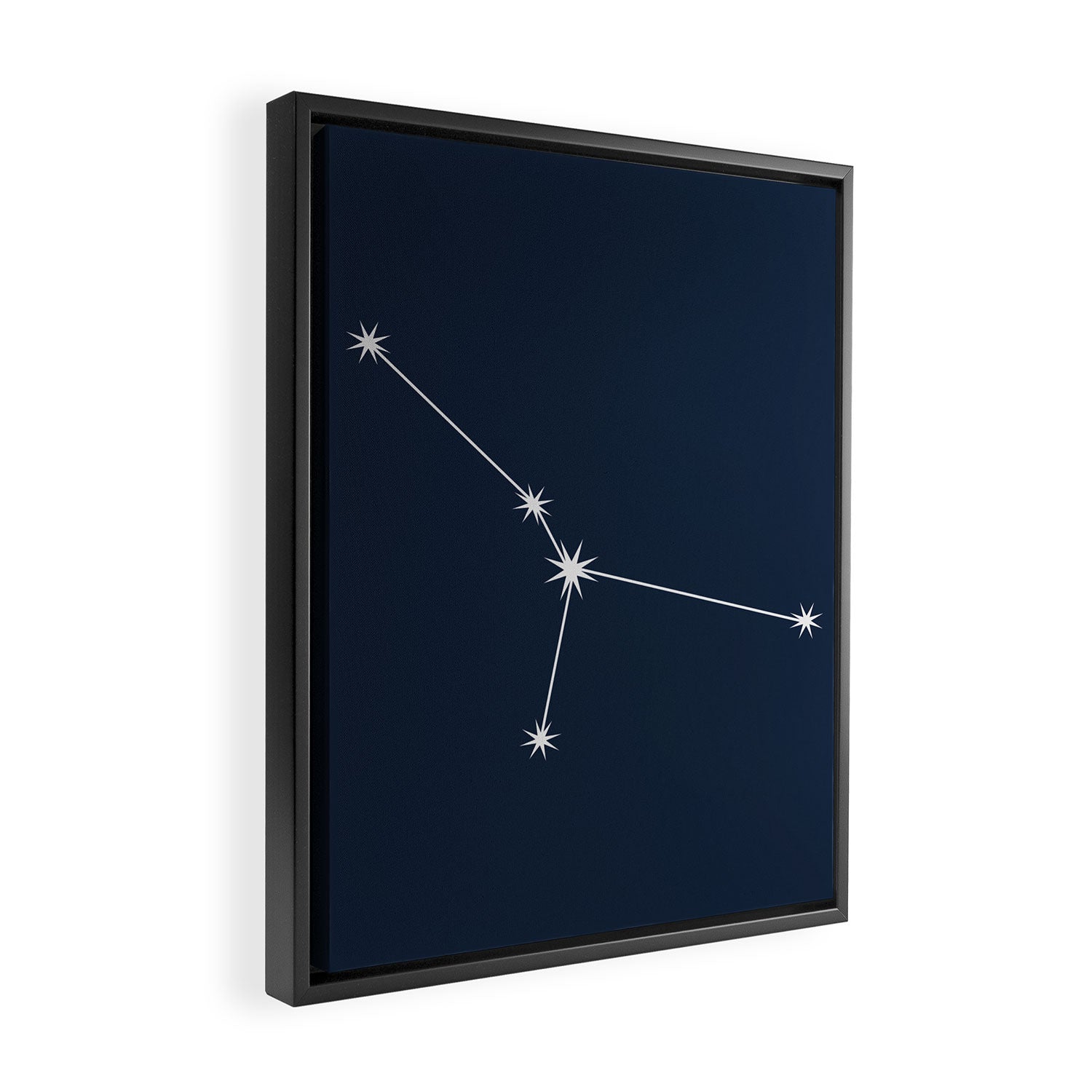 Cancer Zodiac Star Constellation Line Art Dark Blue Framed Canvas Print Gallery Image 2