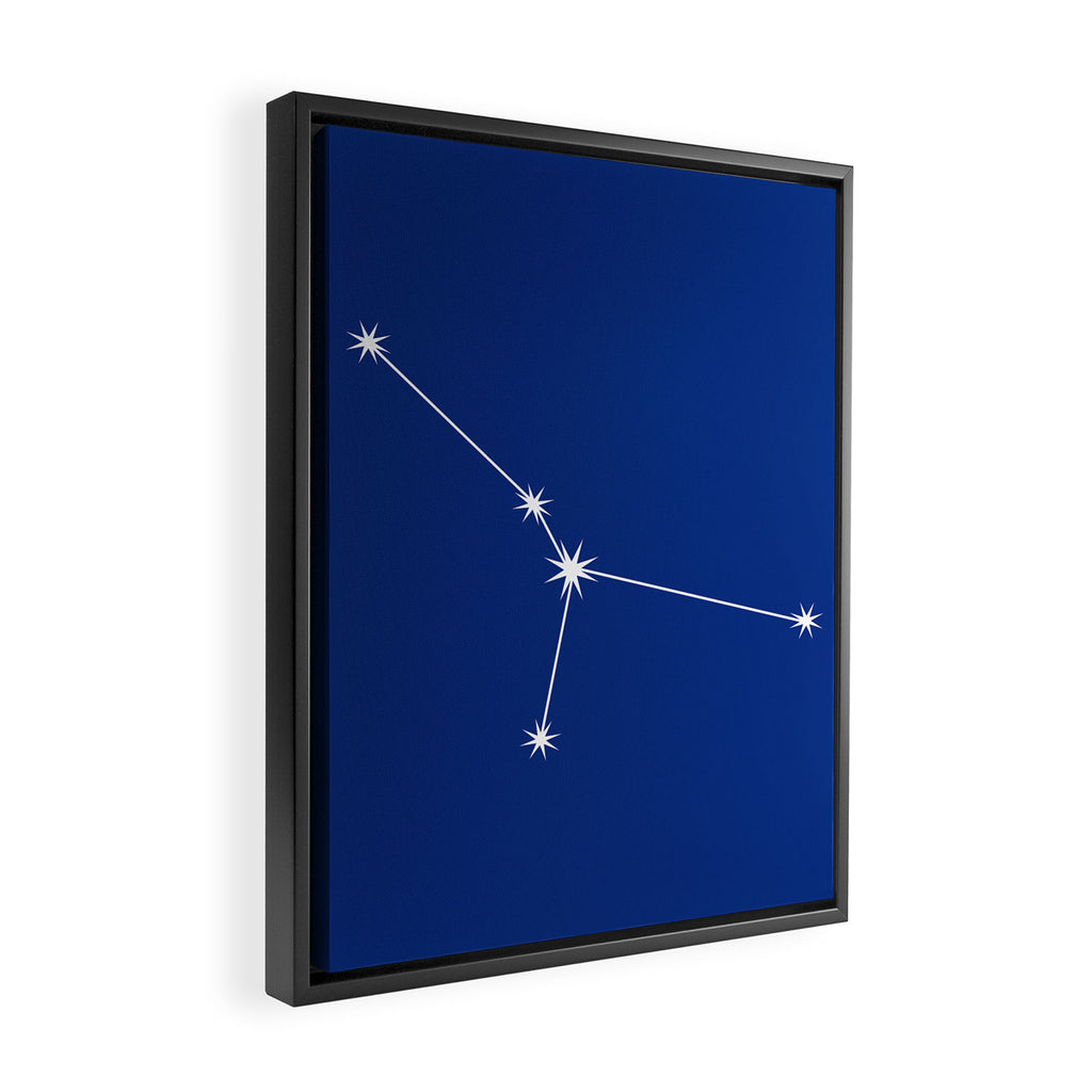 Cancer Zodiac Star Constellation Line Art Dark Blue Framed Canvas Print Gallery Image 2