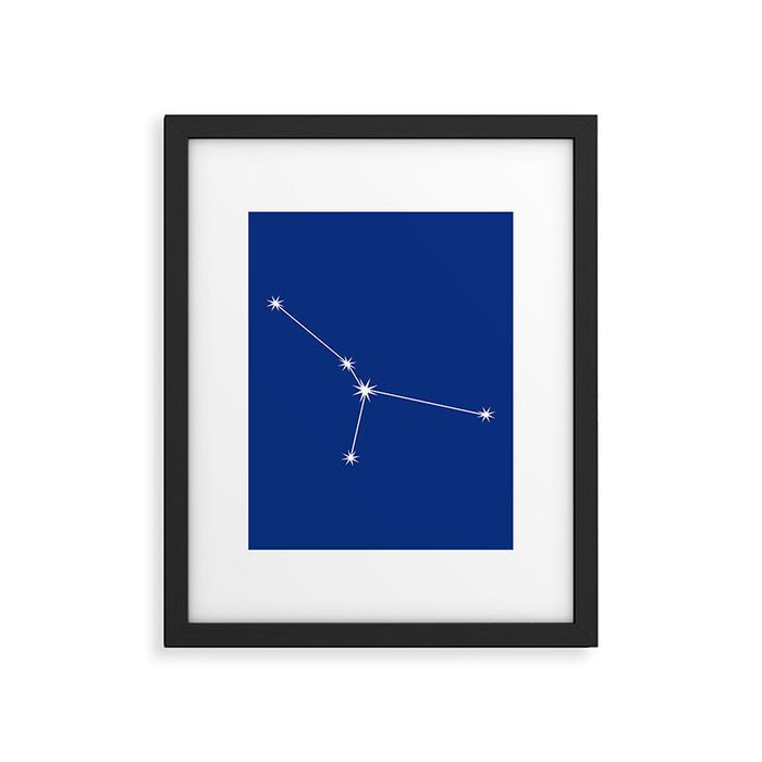 Cancer Zodiac Star Constellation Line Art Dark Blue Framed Art Print Gallery Image 1