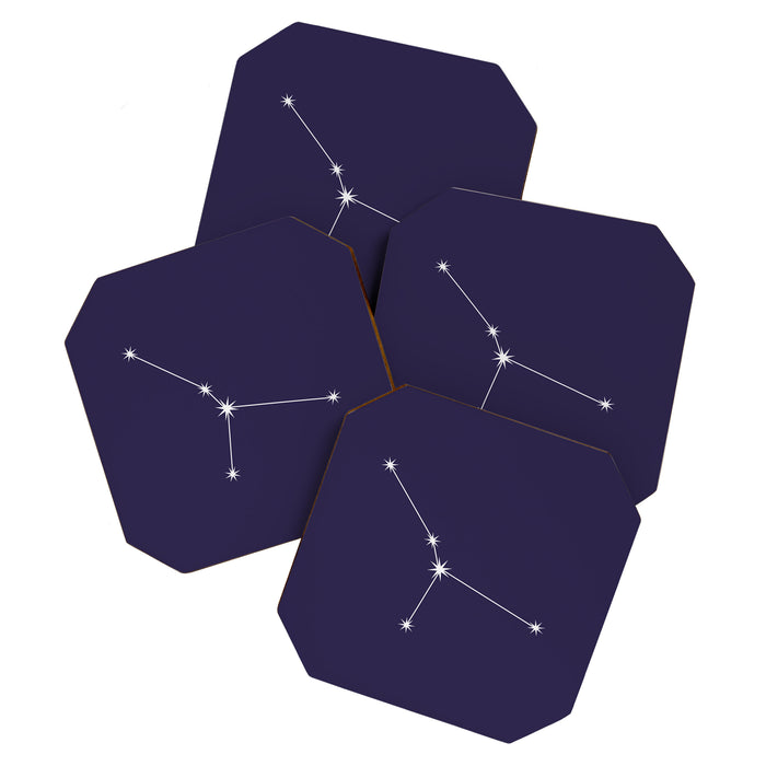 Cancer Zodiac Star Constellation Line Art Dark Purple Coaster Gallery Image 1