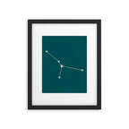 Cancer Zodiac Star Constellation Line Art Deep Teal Framed Art Print Gallery Image 6