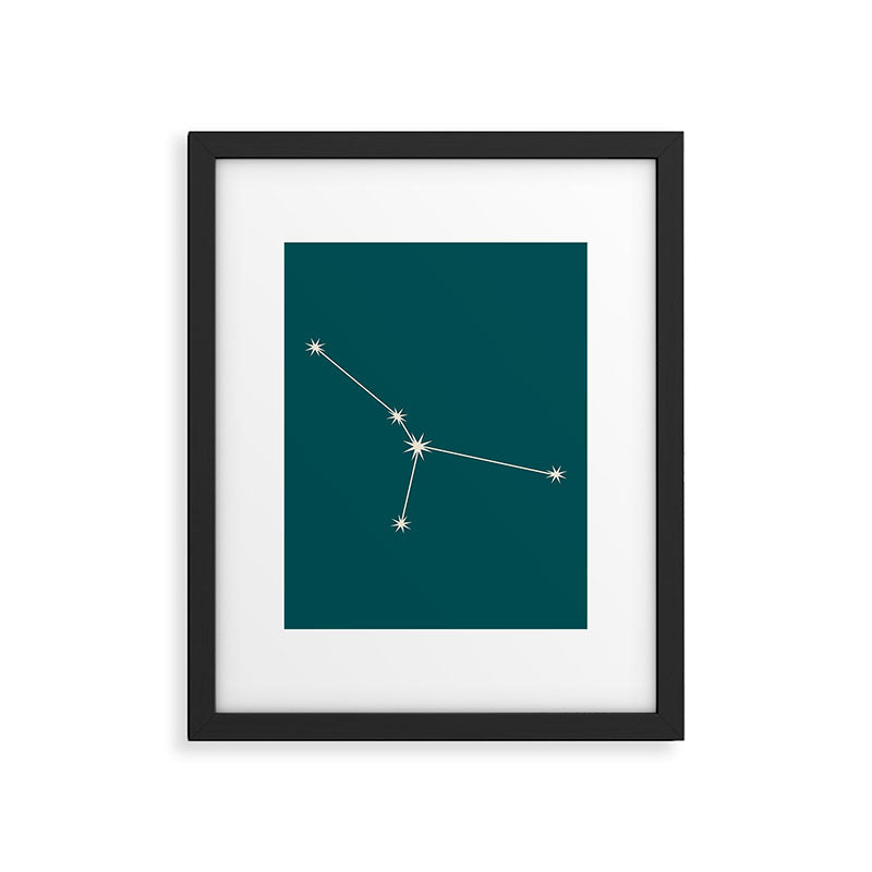 Cancer Zodiac Star Constellation Line Art Deep Teal Framed Art Print Gallery Image 6