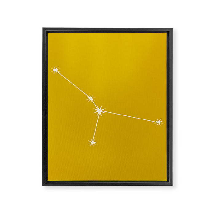 Cancer Zodiac Star Constellation Line Art Golden Yellow Framed Canvas Print Gallery Image 1