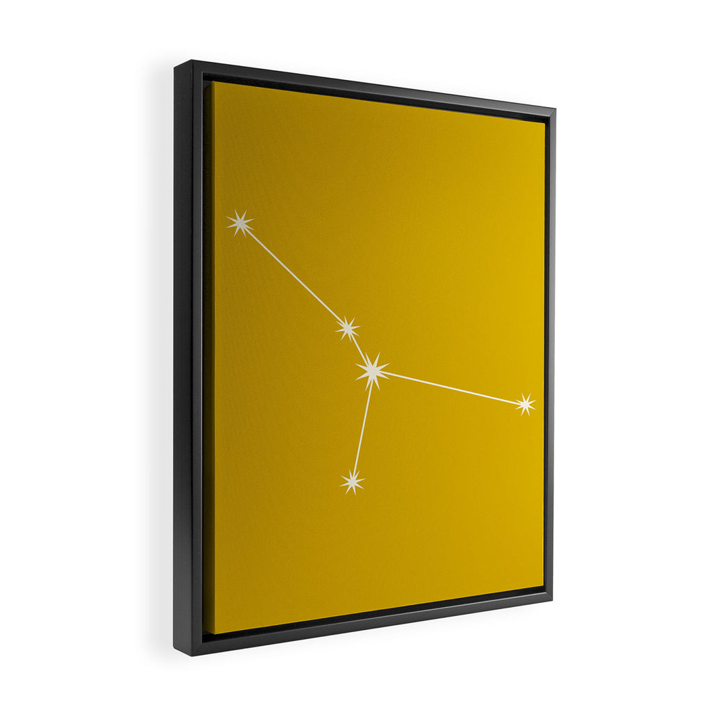 Cancer Zodiac Star Constellation Line Art Golden Yellow Framed Canvas Print Gallery Image 2