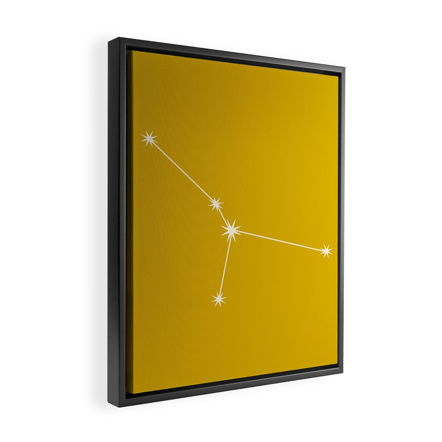 Cancer Zodiac Star Constellation Line Art Golden Yellow Framed Canvas Print Gallery Image 2