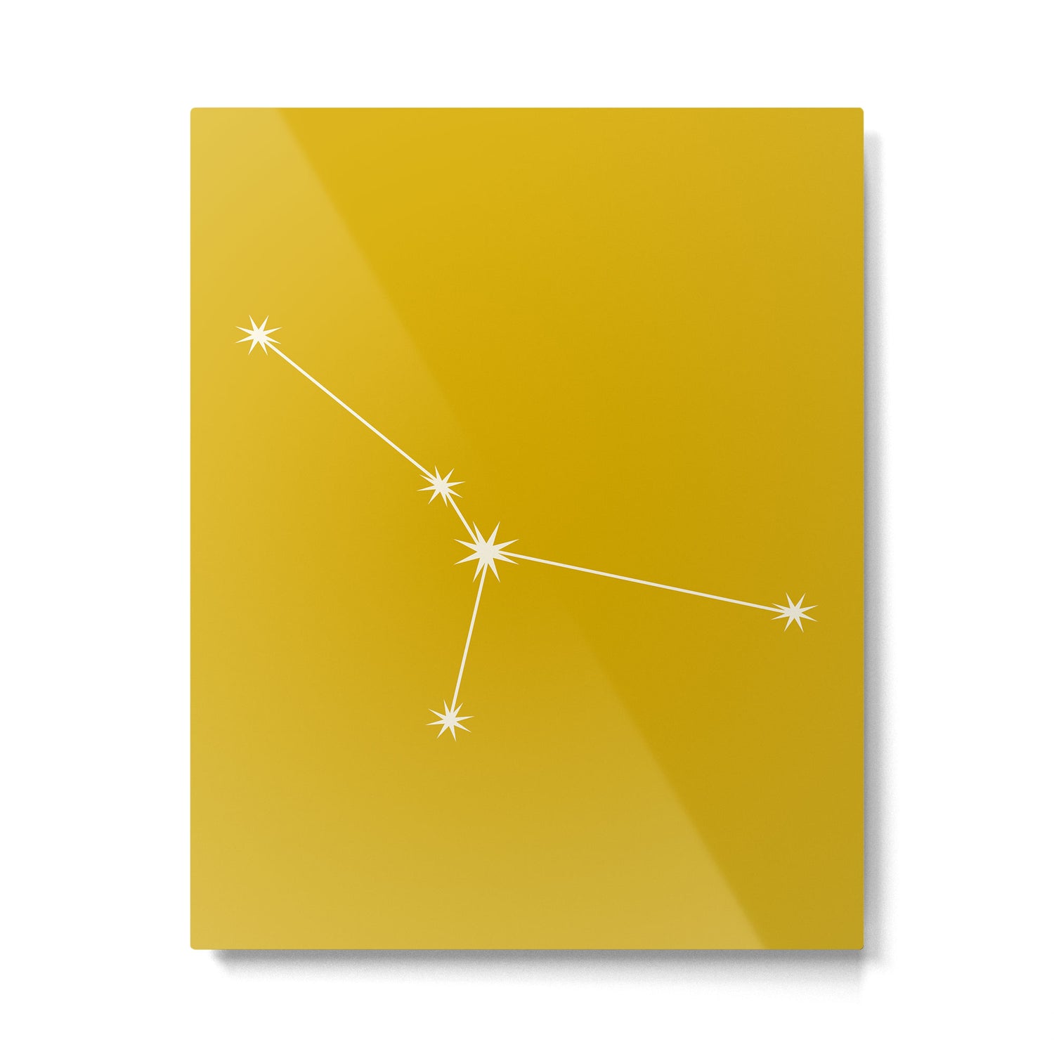 Cancer Zodiac Star Constellation Line Art Golden Yellow Metal Print Gallery Image 6