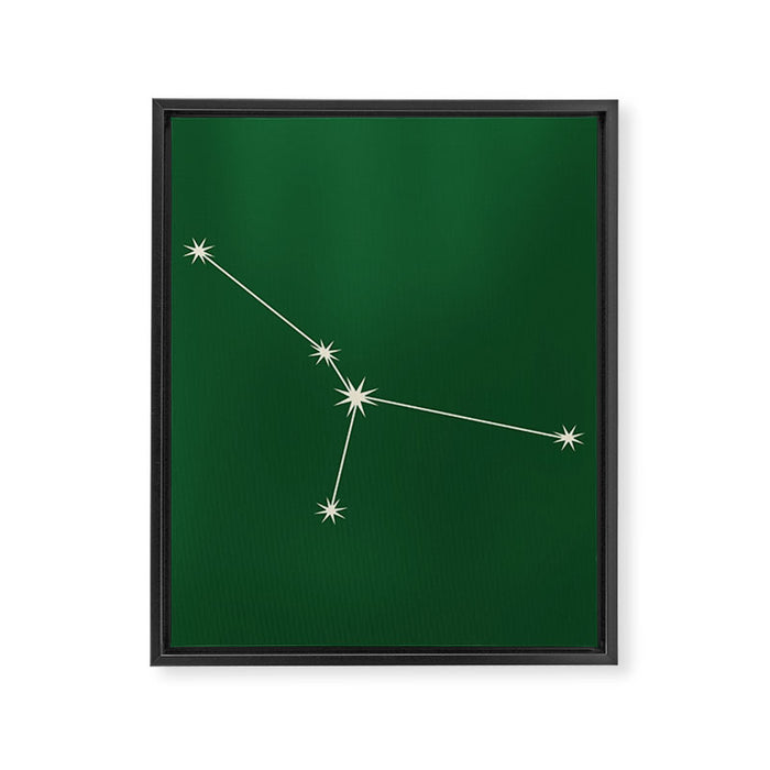 Cancer Zodiac Star Constellation Line Art Green Framed Canvas Print Gallery Image 1