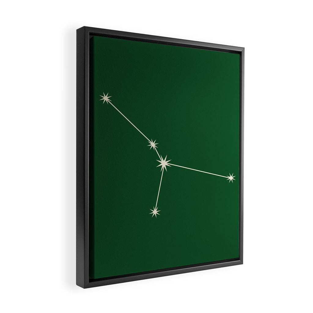 Cancer Zodiac Star Constellation Line Art Green Framed Canvas Print Gallery Image 2