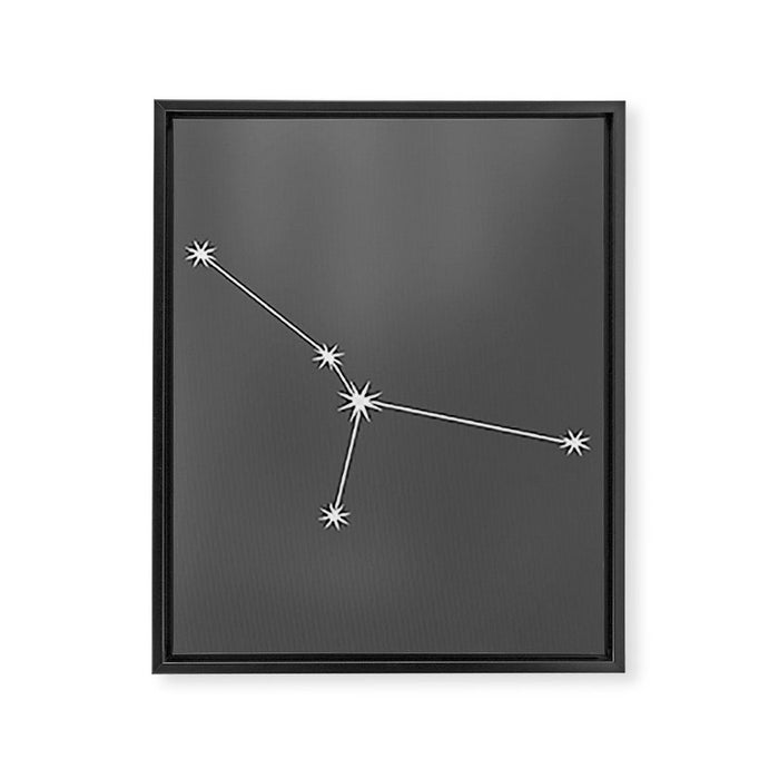 Cancer Zodiac Star Constellation Line Art Grey Framed Canvas Print Gallery Image 1