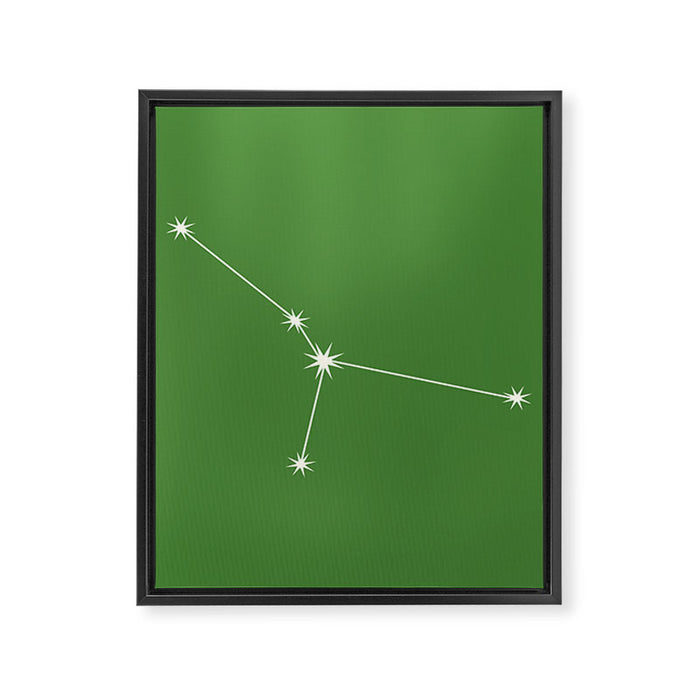 Cancer Zodiac Star Constellation Line Art Kelly Green Framed Canvas Print Gallery Image 1