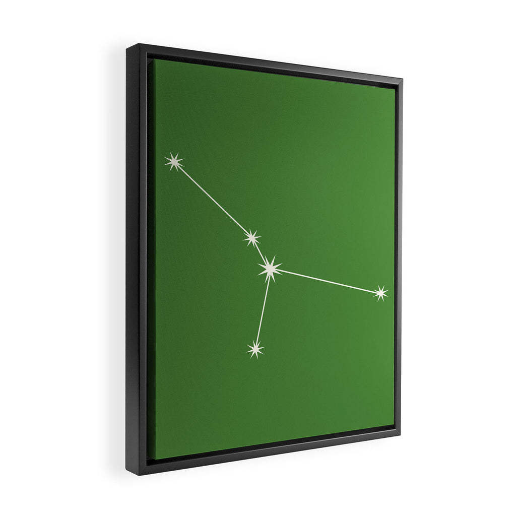 Cancer Zodiac Star Constellation Line Art Kelly Green Framed Canvas Print Gallery Image 2