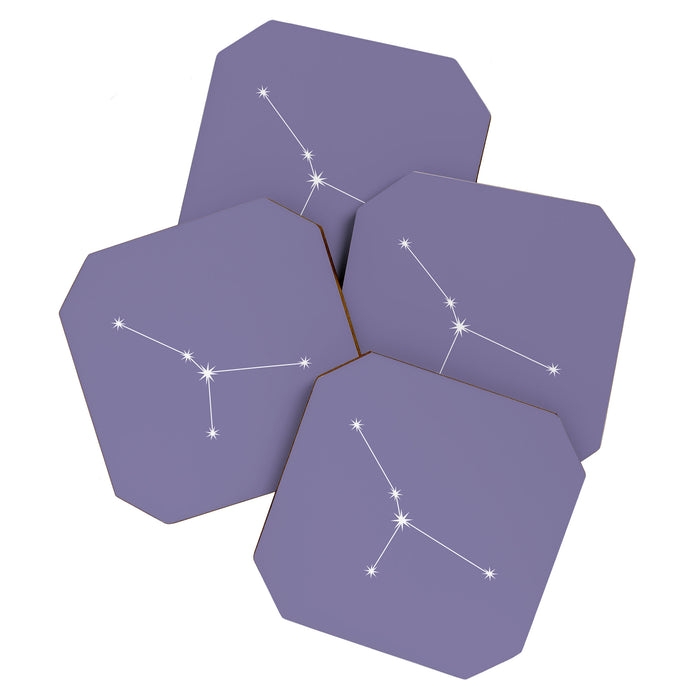 Cancer Zodiac Star Constellation Line Art Lavender Purple Coaster Gallery Image 1