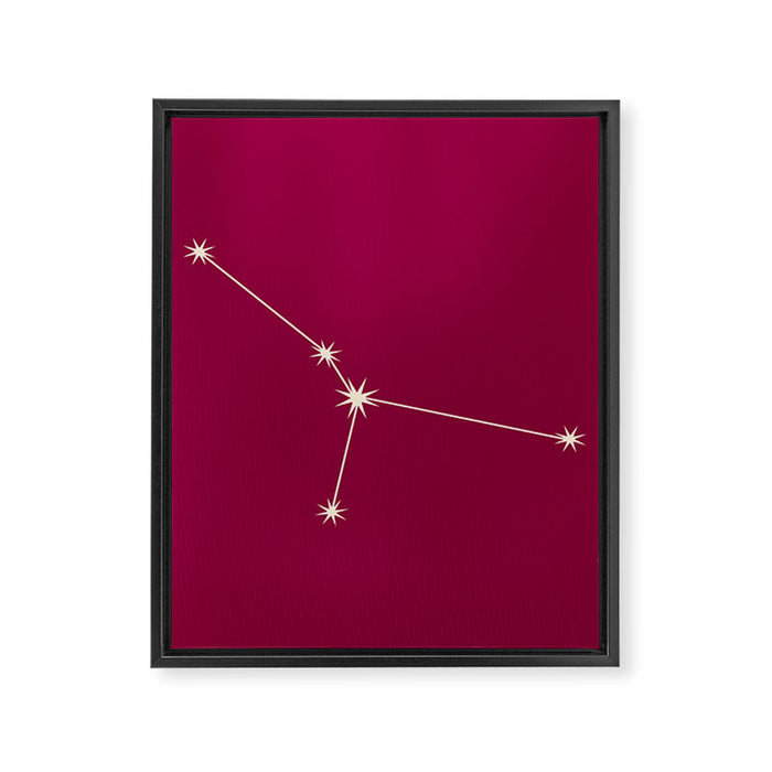 Cancer Zodiac Star Constellation Line Art Magenta Pink Framed Canvas Print Gallery Image 1