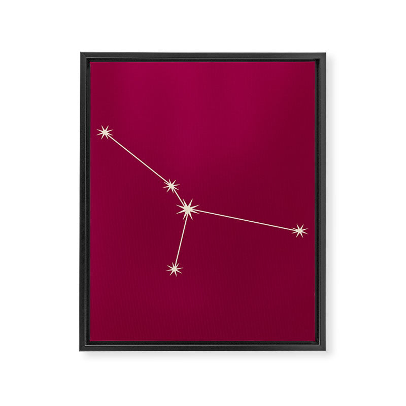 Cancer Zodiac Star Constellation Line Art Magenta Pink Framed Canvas Print Gallery Image 8