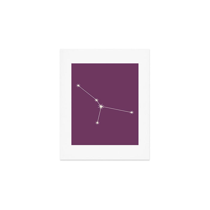 Cancer Zodiac Star Constellation Line Art Mauve Purple Art Print Gallery Image 1