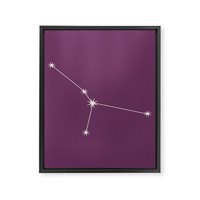 Cancer Zodiac Star Constellation Line Art Mauve Purple Framed Canvas Print Gallery Image 1
