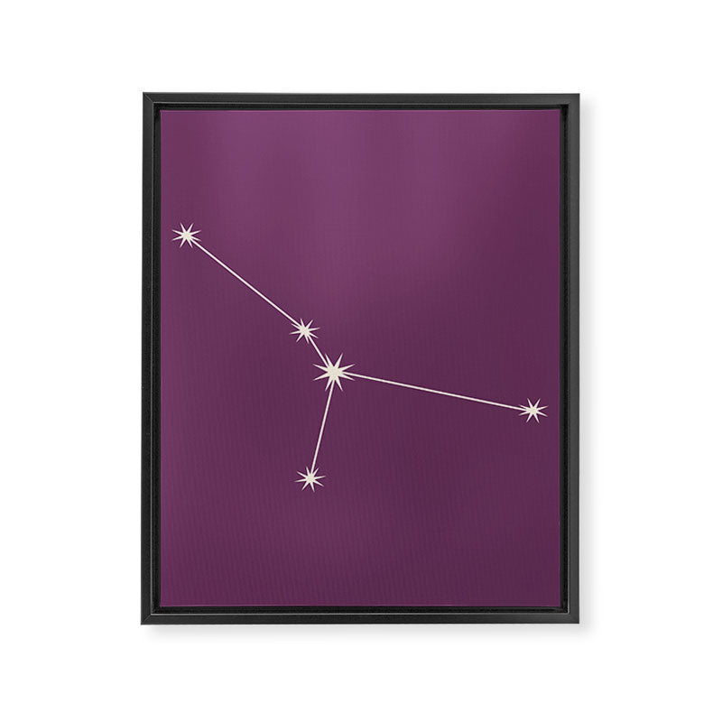Cancer Zodiac Star Constellation Line Art Mauve Purple Framed Canvas Print Gallery Image 8