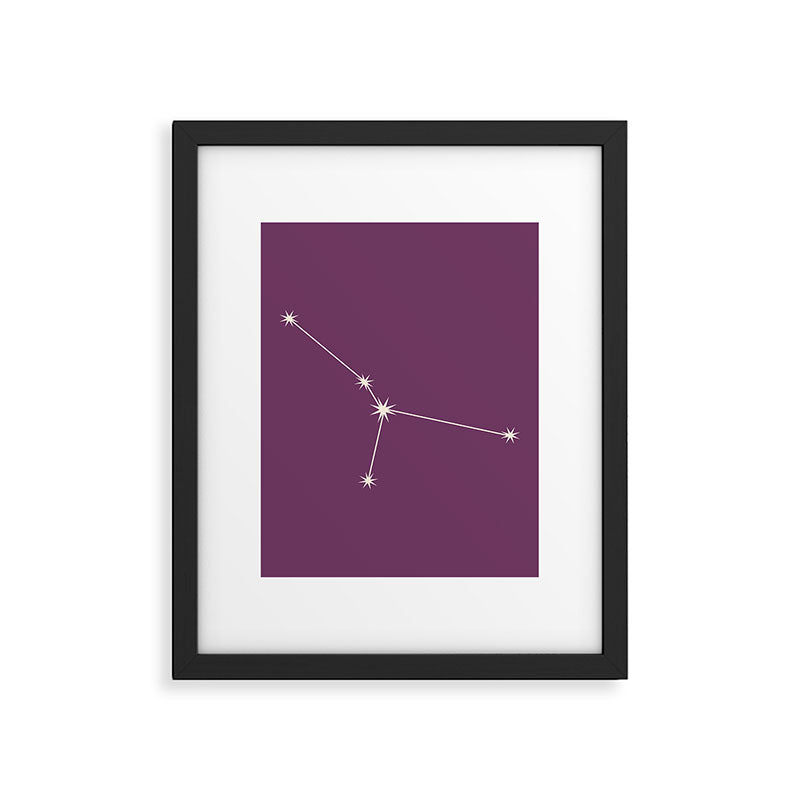 Cancer Zodiac Star Constellation Line Art Mauve Purple Framed Art Print Gallery Image 6