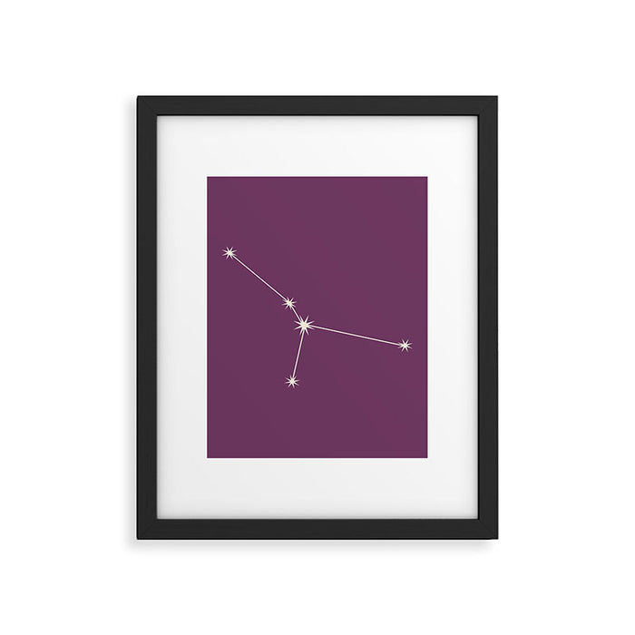 Cancer Zodiac Star Constellation Line Art Mauve Purple Framed Art Print Gallery Image 1
