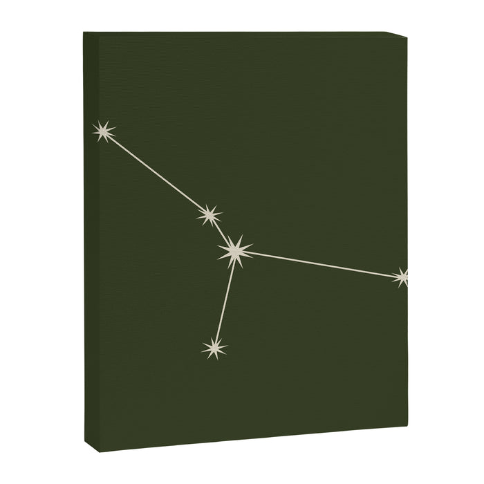 Cancer Zodiac Star Constellation Line Art Moss Green Canvas Print Gallery Image 1