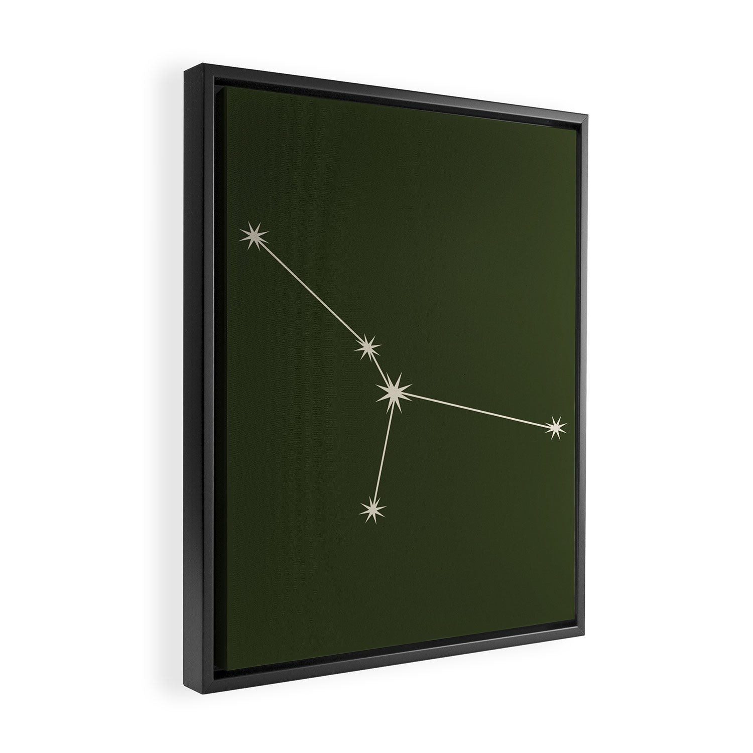 Cancer Zodiac Star Constellation Line Art Moss Green Framed Canvas Print Gallery Image 2