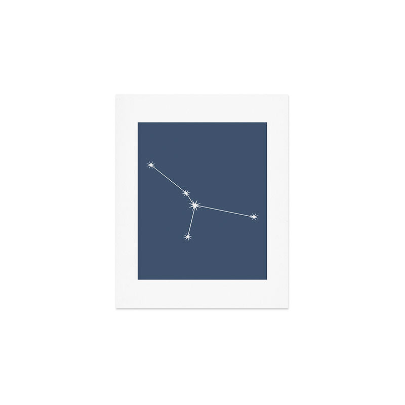 Cancer Zodiac Star Constellation Line Art Neutral Blue Art Print Gallery Image 1