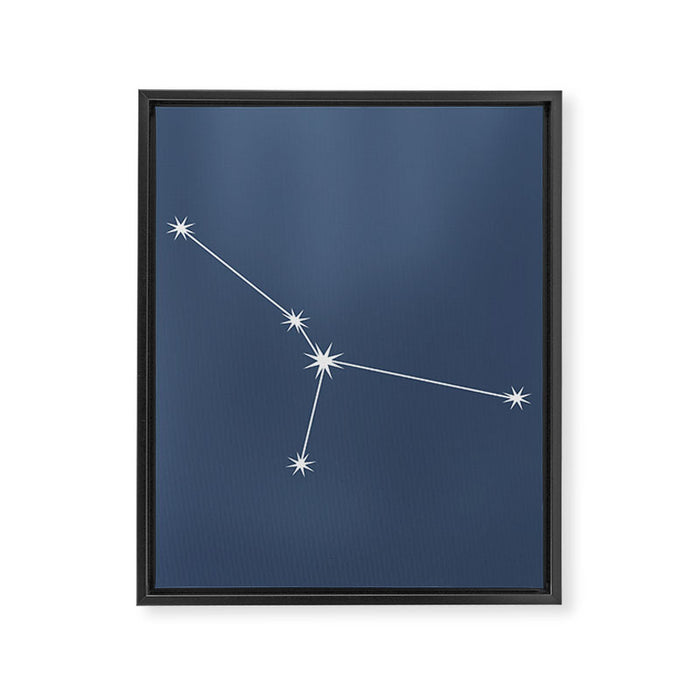 Cancer Zodiac Star Constellation Line Art Neutral Blue Framed Canvas Print Gallery Image 1