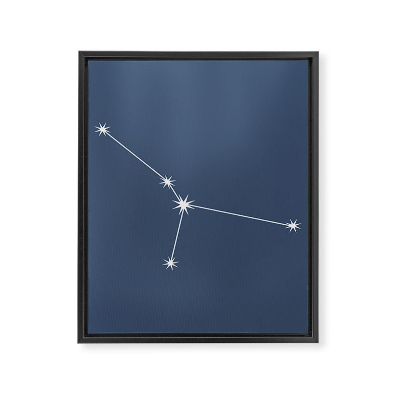 Cancer Zodiac Star Constellation Line Art Neutral Blue Framed Canvas Print Gallery Image 8