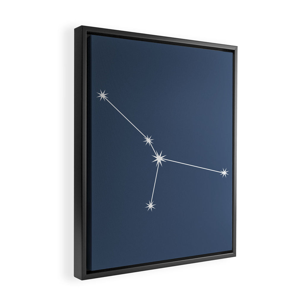 Cancer Zodiac Star Constellation Line Art Neutral Blue Framed Canvas Print Gallery Image 2