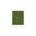 Cancer Zodiac Star Constellation Line Art Olive Green Art Print Gallery Image 1