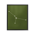 Cancer Zodiac Star Constellation Line Art Olive Green Framed Canvas Print Gallery Image 8