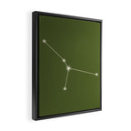 Cancer Zodiac Star Constellation Line Art Olive Green Framed Canvas Print Gallery Image 2