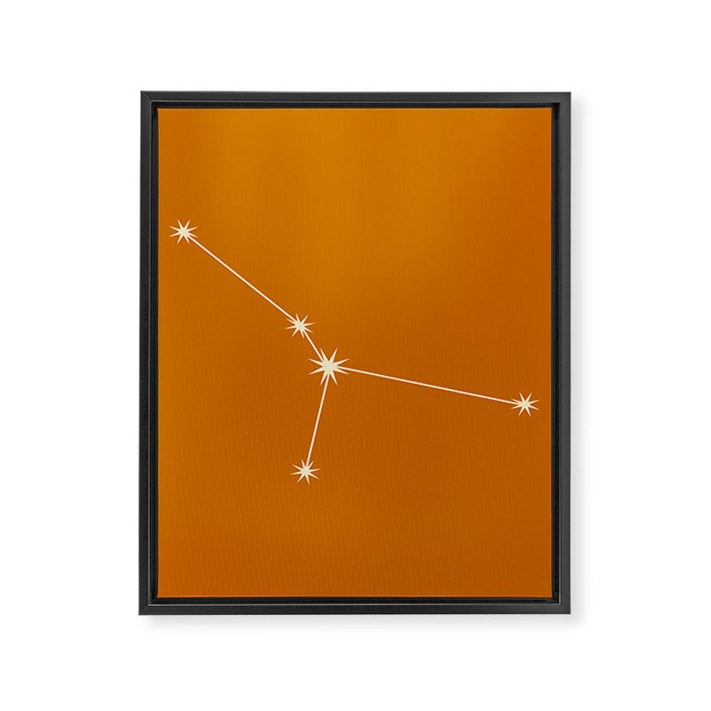 Cancer Zodiac Star Constellation Line Art Orange Framed Canvas Print Gallery Image 8