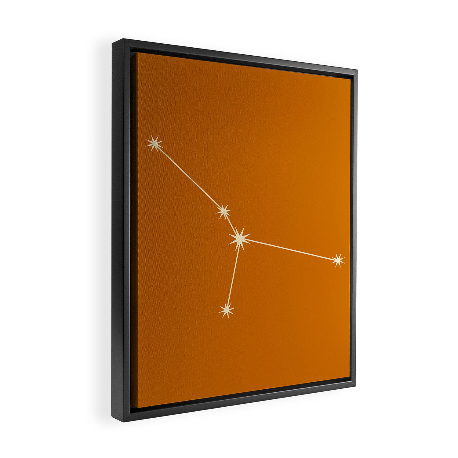 Cancer Zodiac Star Constellation Line Art Orange Framed Canvas Print Gallery Image 2