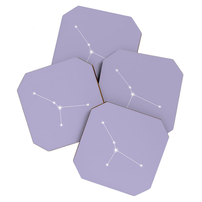 Cancer Zodiac Star Constellation Line Art Pastel Lavender Coaster Gallery Image 1