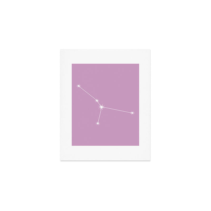 Cancer Zodiac Star Constellation Line Art Pastel Lilac Art Print Gallery Image 1